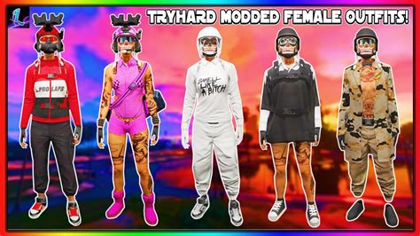 Top 5 Best Female Modded Tryhard Outfits Gta 5 Online Youtube