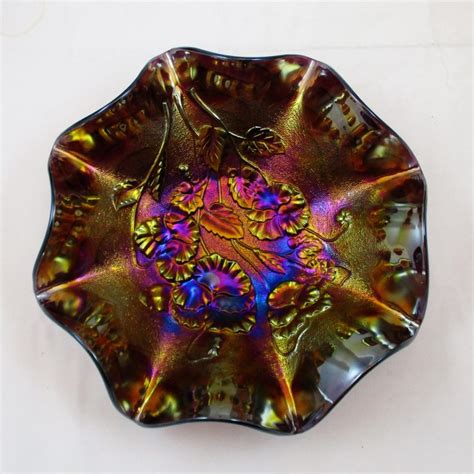 Antique Imperial Purple Pansy Carnival Glass Bowl Carnival Glass