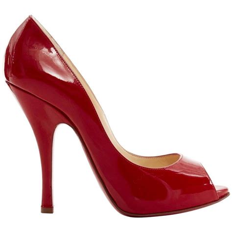 Christian Louboutin Maryl 120 Red Patent Curved Heel Peeptoe Heels Eu37
