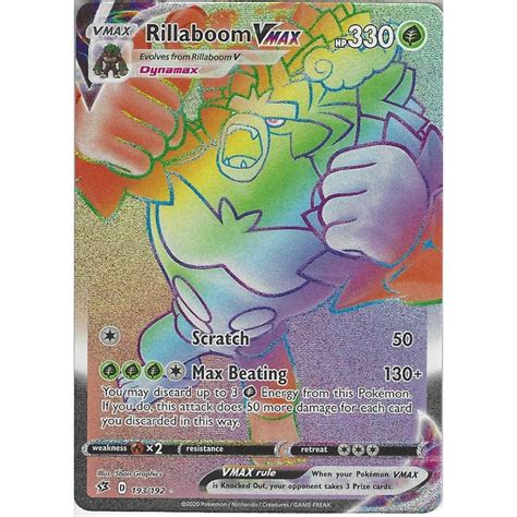 Chilling reign (6/18), battle styles (3/19), shining fates (2/19), vivid voltage (11/13). Pokemon Trading Card Game 193/192 Rillaboom VMAX | Full ...