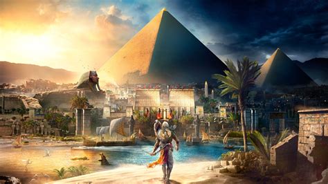 デスクトップ壁紙 Assassins Creed Origins アサシンクリード エジプト ギザのピラミッド Bayek 鷲