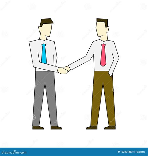 Businessmen Shaking Hands Outline Color Illustration On White