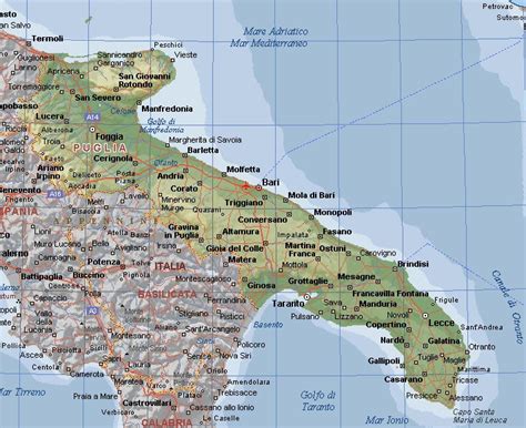 Mappa regione puglia (italia) e carta stradale aggiornata. Cartina Puglia Lesina | Tomveelers