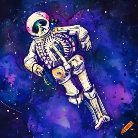 Colorful Depiction Of A Skeleton In A Space Suit On Craiyon