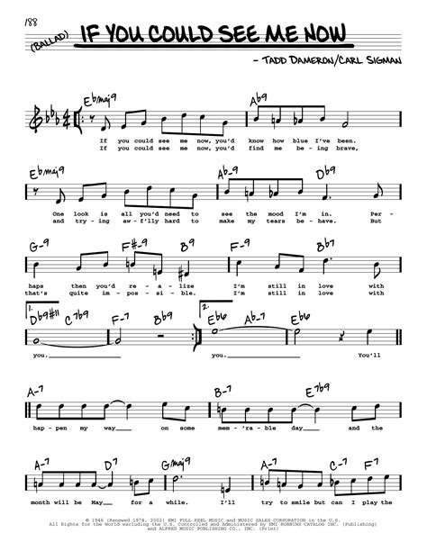 If You Could See Me Now High Voice Sheet Music Carl Sigman Real Book Melody Lyrics Chords