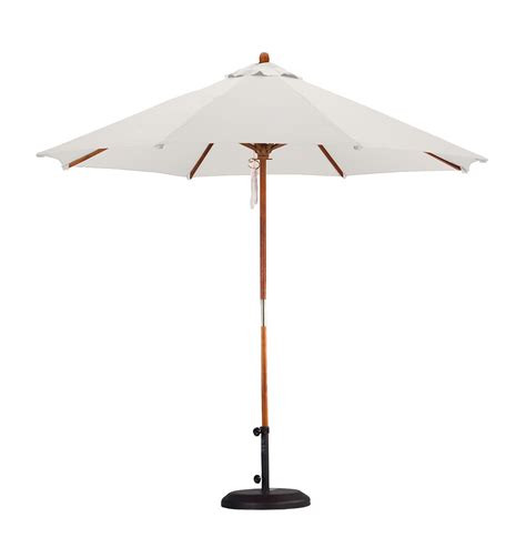 White 9 Cloth Wood Umbrella With Base