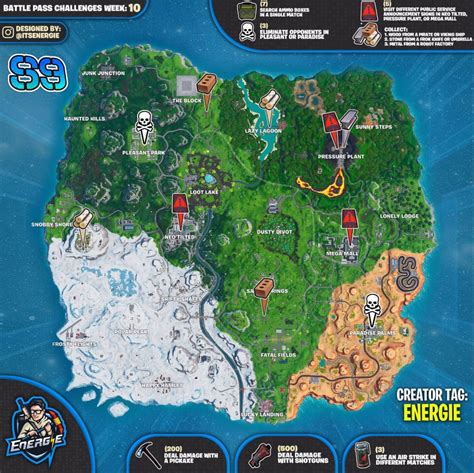 Here are all the chest locations in fortnite's loot lake to help you with the week 6 challenges. Fortnite Season 9 Week 10 Cheat Sheet with all challenge ...