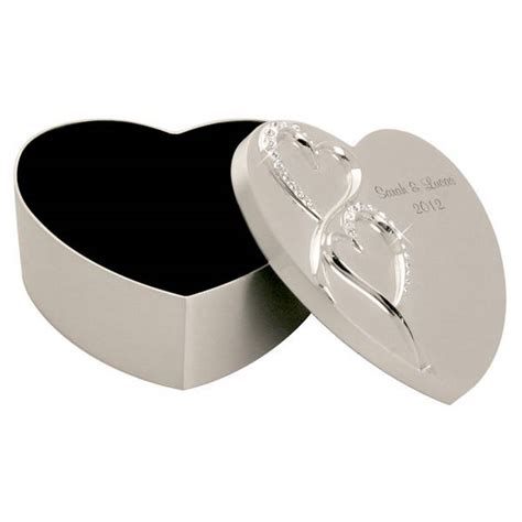 Personalized Wedding Romance Silver Heart Keepsake Box