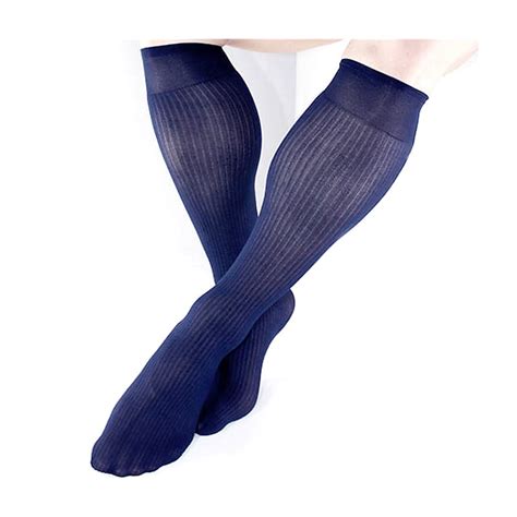 Peajoa Brand Softy Sheer Nylon Silk Socks For Mens Striped Gay Male