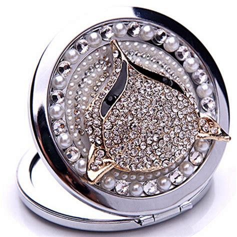 Evtechtm 3d Bling Crystal Rhinestones Stainless Travel Compact Pocket Crystal Folding Foldable