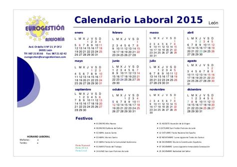 Calendario Laboral 2015 Leon