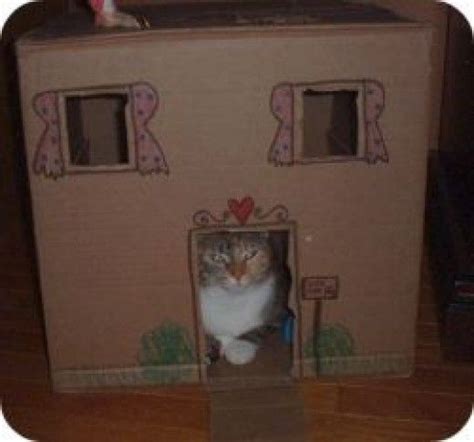 Recycled Cardboard Box Cat Playhouses Cardboard Cat House Diy Cat