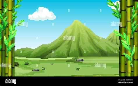 Background Scene With Green Mountains And Field Stock Vector Image