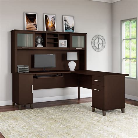 Bush Furniture Somerset 72w L Shaped Desk With Hutch Set001m