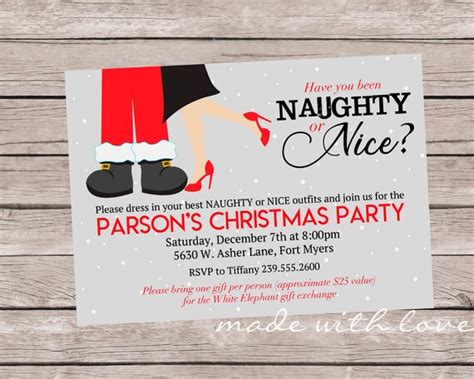 Naughty Or Nice A Christmasholiday Party Invitation 5x7 Etsy