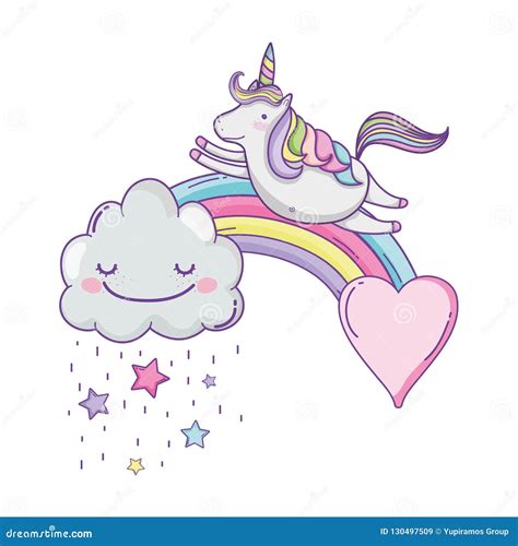 Cute Unicorn And Clouds Stock Vector Illustration Of Horse 130497509