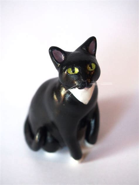 Ooak Polymer Clay Figurine Tuxedo Cat By Pantherartcreations 3000