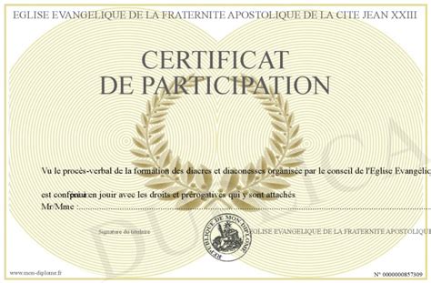 Certificat De Participation