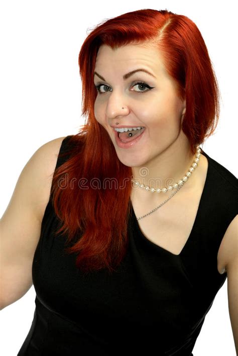 Strict Redhead Girl With Piercing Stock Photo Image Of Elegance