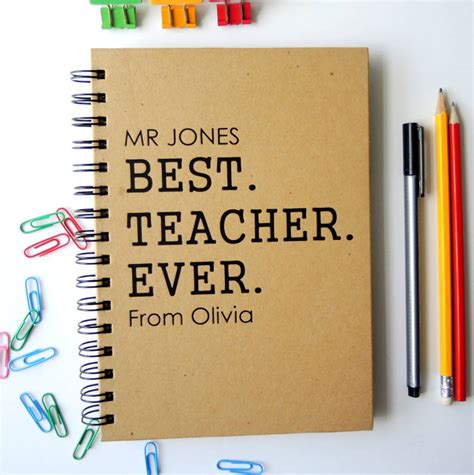 Personalised Teacher Notebook By The Alphabet T Shop