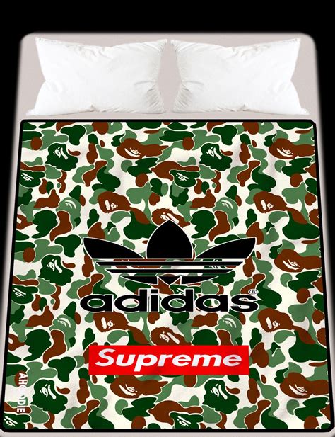 Adidas Bape Luxury Design Soft Blanket High Quality 58 X 80 Inch