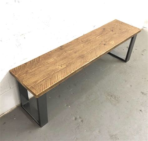 Reclaimed Rustic Wood Bench Scaffold Board Steel Industrial Etsy Uk