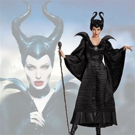 Halloween Adult Ladies Movie Maleficent Luxury Black Long Dress Evil