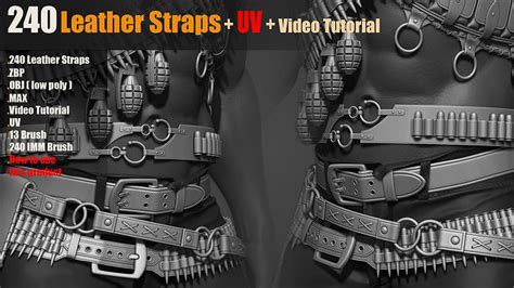 240 Imm Brush Leather Straps Vol 03 Uv Video Tutorial 3d Model Cgtrader