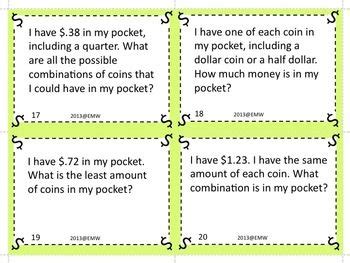 Money riddles us all, every dollar and every day. Money Task Cards Riddle and Logic for Higher Level Thinking | Task cards, Elementary math, Math