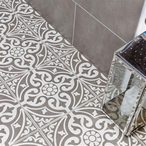 Light Grey Patterned Floor Tiles