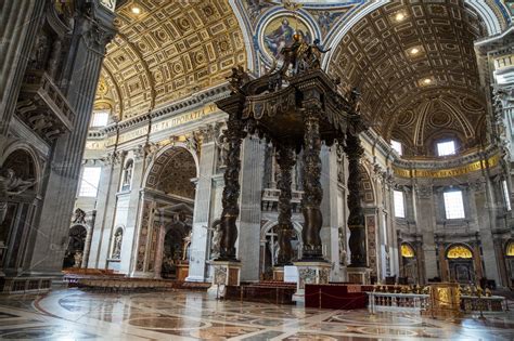 Inside View Of Saint Peters Basilica Rome Italy Architecture