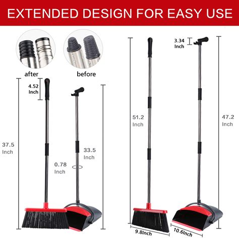 Broom and Dustpan, Tiumso Broom and Dustpan Set for Home, Broom with