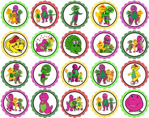 Barney Cupcake Toppers 103 Edible Cupcake Toppers Barney Etsy