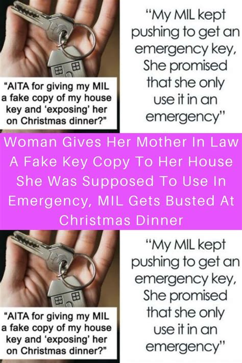 woman gives her mother in law a fake key copy to her house she was supposed to use in emergency