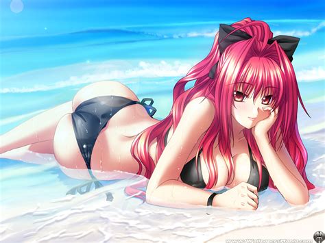 Anime Bikini Girl On The Beach Desktop Wallpaper 1024x768 Wallpaper