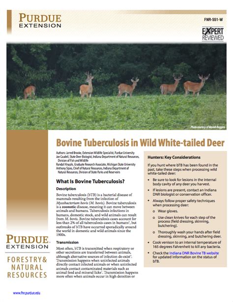 Publication Bovine Tuberculosis In Wild White Tailed Deer Purdue