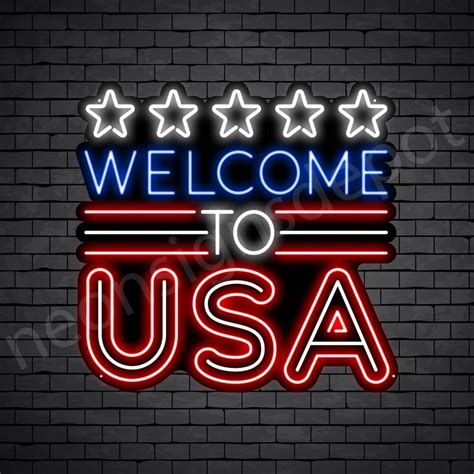 Welcome To Usa Flag Neon Sign Neon Signs Depot