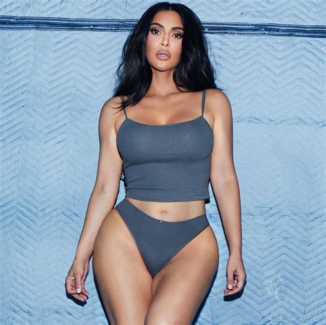 Kim Kardashian West Wears The Skims Skims Skims Cami And Brief In Slate