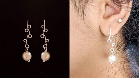 Diy Earrings Wire Wrapped Pearl Drop Earrings Simple And Pretty Pearl