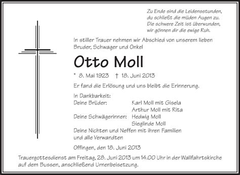 Traueranzeigen Von Otto Moll Schwaebische De Trauerportal