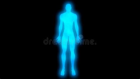 Glowing Man With Arms Down Internal Smoke Effect In Body Silhouette
