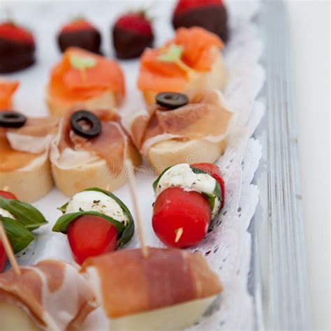 Collection Of Appetizers On A Buffet Table Stock Photo Image Of