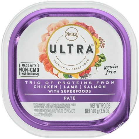 Nutro ultra dog food is available in bags and cans, offering the convenience of dry food as well as the enticing flavor of wet food. Nutro Ultra Chicken, Lamb and Salmon Small Breed Adult ...