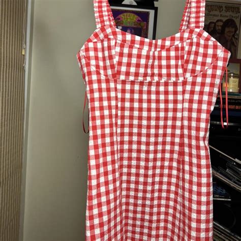 Red Gingham Mini Dress By Zara Size Small New With Depop