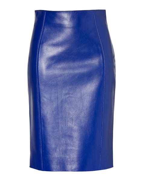 Sooty Azure Pencil Skirt Blue Leather Skirt Pencil Skirt Skirts