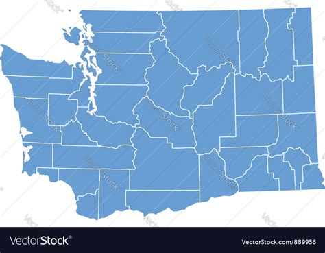 State Map Of Washington By Counties Royalty Free Vector
