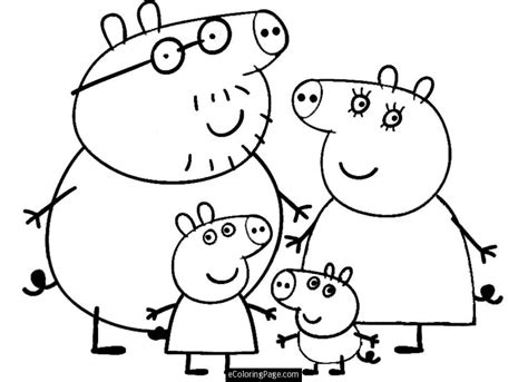 Peppa and her friends, mom, dad and brothers. peppa pig free printable coloring pages ecoloringpage free ...
