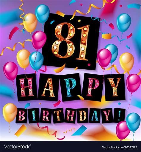81 Year Happy Birthday Card Royalty Free Vector Image