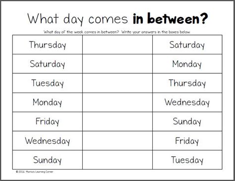 days   week worksheets english lessons  kids kindergarten