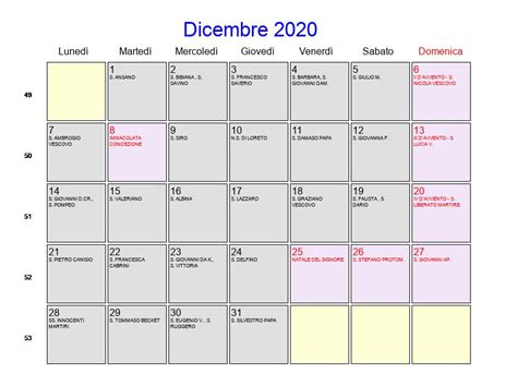 Calendario Dicembre 2020 Con Festività E Fasi Lunari Avvento